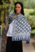 Silk batik shawl, 'Frangipani Floral' - Silk batik shawl (image 2b) thumbail