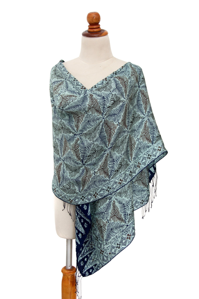 Handmade Silk Batik Shawl - Forest Foliage | NOVICA