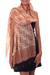 Silk batik shawl, 'Golden Lotus Floral' - Silk batik shawl thumbail