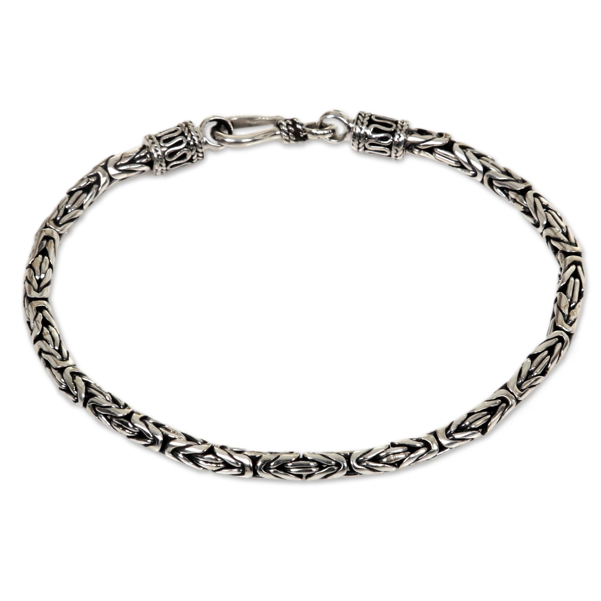 Hand Made Sterling Silver Chain Bracelet - Borobudur Collection | NOVICA