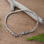 Sterling silver chain bracelet, 'Borobudur Collection' - Hand Made Sterling Silver Chain Bracelet