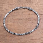 Men's Sterling silver chain bracelet, 'Borobudur Collection II' - Sterling Silver Chain Bracelet 925 Artisan Jewelry from Bali
