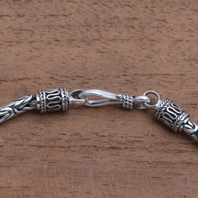 Men's Sterling silver chain bracelet, 'Borobudur Collection II' - Sterling Silver Chain Bracelet 925 Artisan Jewelry from Bali