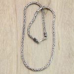 Sterling silver chain necklace, 'Borobudur Collection I' (18 inch) - Hand Made Sterling Silver Chain Necklace (18 Inch)