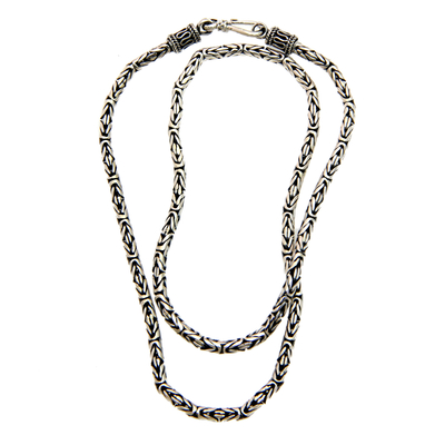 Sterling silver chain necklace, 'Borobudur Collection I' (18 inch) - Hand Made Sterling Silver Chain Necklace