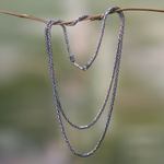 Sterling silver long chain necklace, 'Borobudur Collection I' (36 inch) - Handmade Indonesian Sterling Silver Chain Necklace (36 Inch)