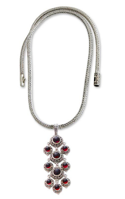 Garnet pendant necklace, 'Blessing' - Garnet pendant necklace