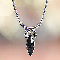 Onyx pendant necklace, 'Eye of the Soul'
