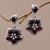Garnet flower earrings, 'Red Frangipani' - Floral Sterling Silver and Garnet Dangle Earrings (image 2) thumbail