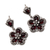 Garnet flower earrings, 'Red Frangipani' - Floral Sterling Silver and Garnet Dangle Earrings (image 2b) thumbail