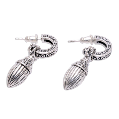 Sterling silver dangle earrings, 'Balinese Walnut' - Indonesian Sterling Silver Dangle Earrings