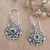 Peridot flower earrings, 'Nature's Gift' - Handcrafted Floral Peridot Dangle Earrings thumbail