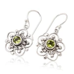 Peridot flower earrings, 'Nature's Gift' - Handcrafted Floral Peridot Dangle Earrings