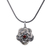Garnet flower necklace, 'Holy Lotus' - Floral Sterling Silver and Garnet Pendant Necklace thumbail