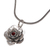 Garnet flower necklace, 'Holy Lotus' - Floral Sterling Silver and Garnet Pendant Necklace (image 2b) thumbail