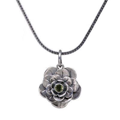 Sterling Silver and Peridot Pendant Necklace