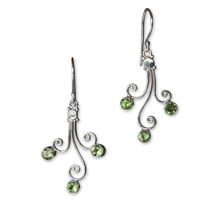 Sterling Silver and Peridot Dangle Earrings