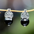Onyx drop earrings, 'Bali Majesty' - Sterling Silver and Onyx Drop Earrings (image 2) thumbail