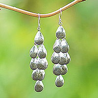 Sterling silver waterfall earrings, 'Shower of Petals'