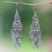 Sterling silver filigree earrings, 'Infinite Finesse'