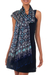 Silk batik shawl, 'Royal Art' - Blue Batik Silk Patterned Shawl (image 2c) thumbail