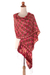 Silk batik shawl, 'Java Crimson Court' - Red Silk Batik Shawl Wrap (image 2d) thumbail