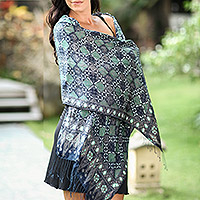 Featured review for Silk batik shawl, Java Starlight