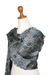 Silk batik shawl, 'Java Starlight' - Fair Trade Batik Silk Patterned Blue Shawl (image 2e) thumbail