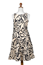 Cotton batik dress, 'Balinese Shadow' - Batik Cotton Knee Length Dress in Pale Yellow