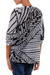 Cotton batik blouse, 'Island Life' - Batik Cotton Patterned Blouse in Black and White