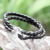 Men's leather braided bracelet, 'Warrior' - Men's Black Leather Bracelet (image 2b) thumbail