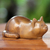 Wood sculpture, 'Kitty Cat Bliss' - Carved Wood Animal Sculpture (image 2) thumbail
