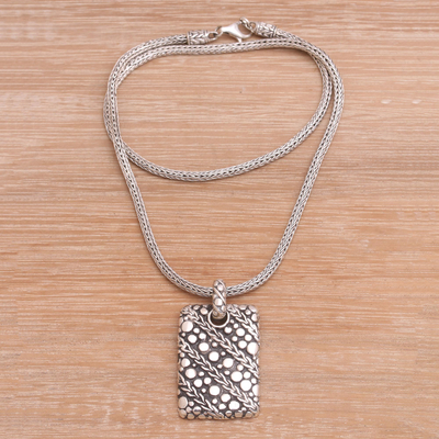 Men's sterling silver pendant necklace, 'Ethereal Chains' - Men's Handcrafted Sterling Silver Pendant Necklace