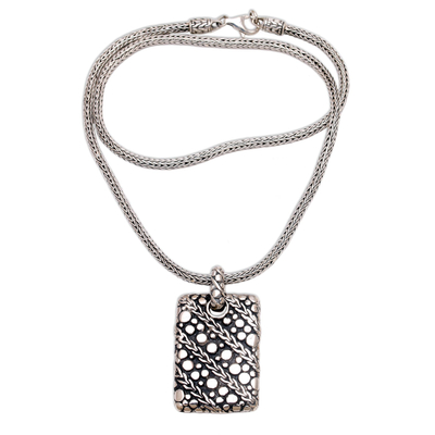 Men's sterling silver pendant necklace, 'Ethereal Chains' - Men's Handcrafted Sterling Silver Pendant Necklace