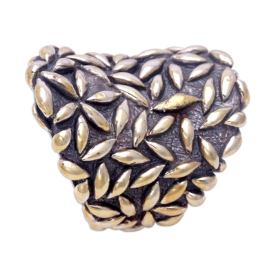 Gold plated cocktail ring, 'Dewa Sri' - Gold plated cocktail ring