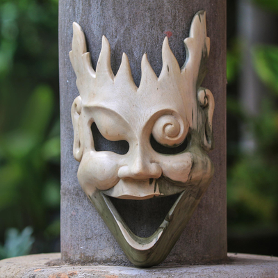 Wood mask, 'Man of Fire' - Unique Modern Wood Mask