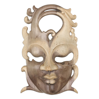Wood mask, 'Twin Mystique' - Unique Modern Wood Mask