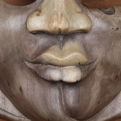 Wood mask, 'Twin Mystique' - Unique Modern Wood Mask