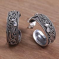 Silver half hoop earrings, 'Eden'
