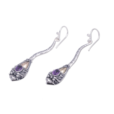 Gold accent amethyst earrings, 'Dragon Queen' - Gold accent amethyst earrings