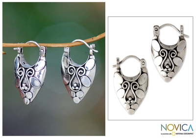 Sterling silver hoop earrings, 'Ubud Legacy' - Sterling Silver Hoop Earrings