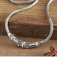 Featured review for Gold accent sterling silver necklace, Celuk Celebration