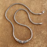 Gold accent sterling silver necklace, 'Two-Tone Celebration' - Sterling Silver and 18k Gold Accent Naga Necklace