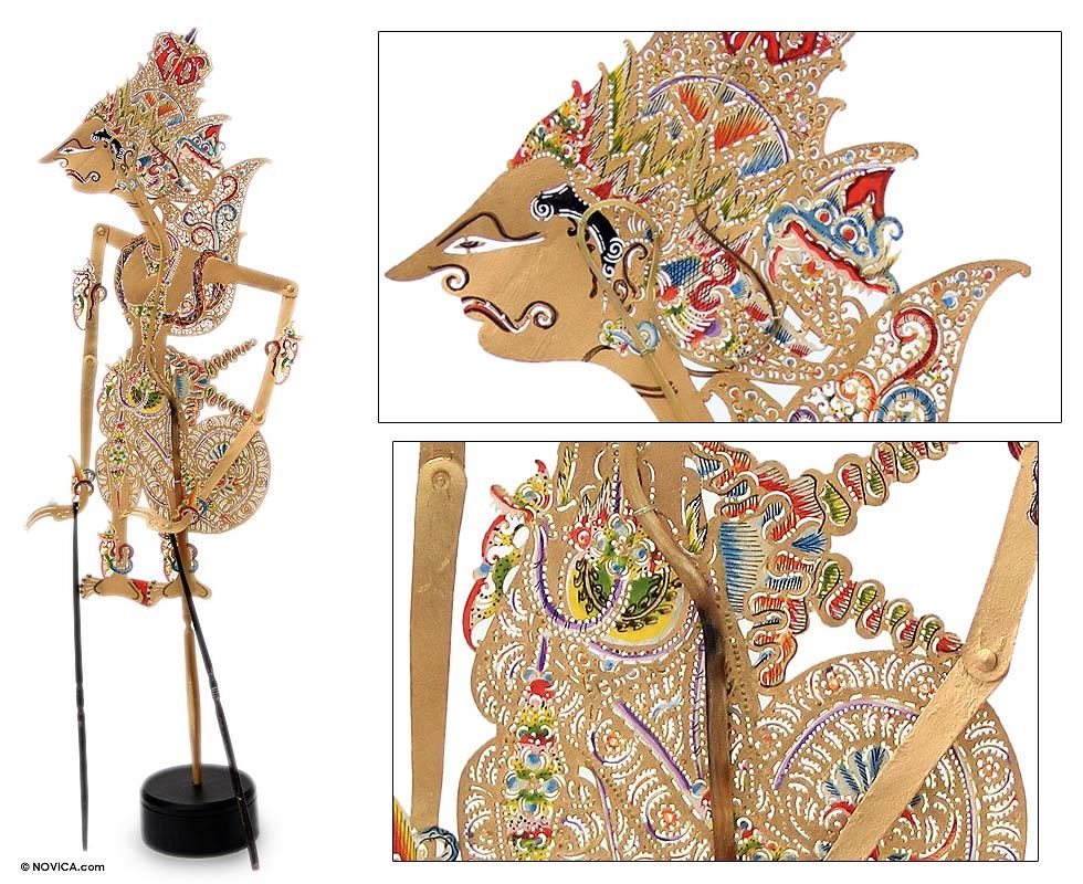 Leather Hindu Shadow Puppet Lord Krishna NOVICA