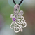 Amethyst pendant necklace, 'Island Butterfly' - Handmade Indonesian Silver and Amethyst Necklace thumbail