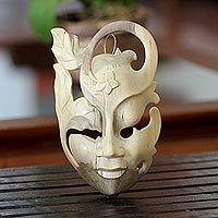 Wood mask, 'Frangipani Flower Woman'