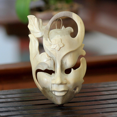 Wood mask, Frangipani Flower Woman