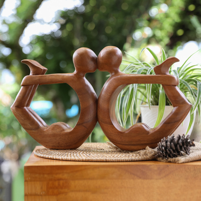 Wood sculpture, 'Yoga Circle of Love' - Wood Sculpture from Indonesia