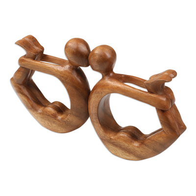 Wood sculpture, 'Yoga Circle of Love' - Wood Sculpture from Indonesia
