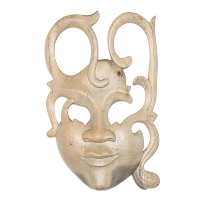 Wood mask, 'Optimist' - Hand Made Modern Wood Mask